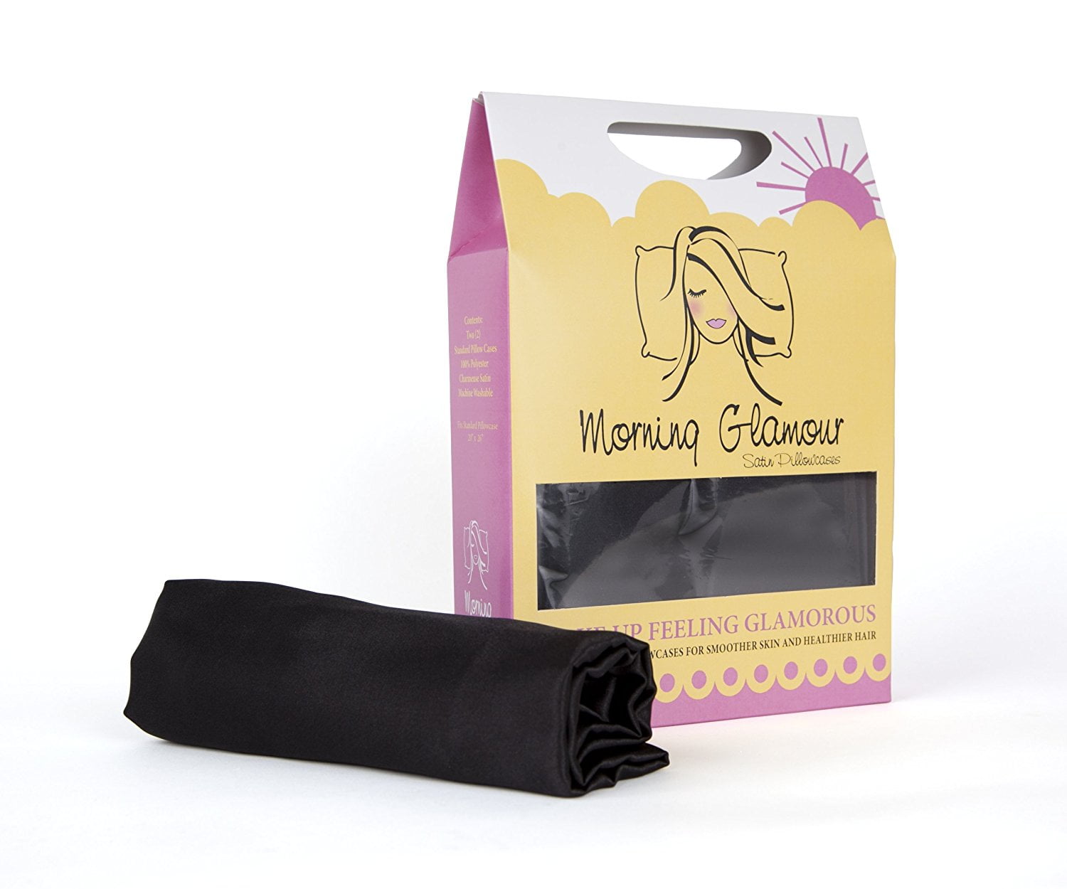 Morning Glamour 600 TC Satin Standard Pillowcases 2 Pack , Black