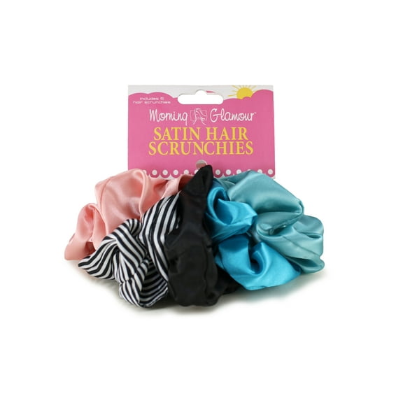 Morning Glamour Satin Hair Scrunchie 5 Pack - Multi color combo pack