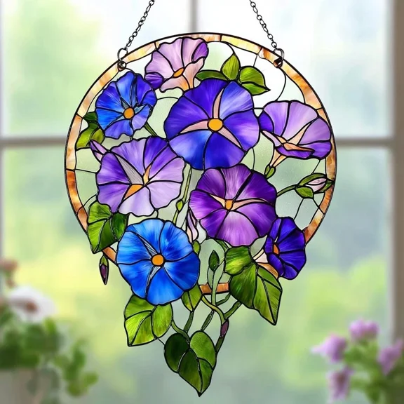 Morning Glory Acrylic Suncatcher Window Hanging September Birth Month Flower