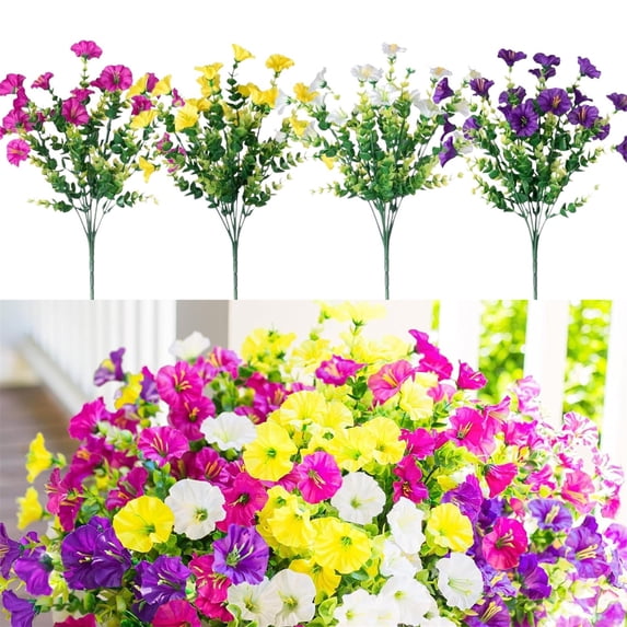 Morning Glory Artificial Flowers,Faux Flowers,Fake Hanging Flowers,Outdoor Fake Hanging Plants,Silk Uv Resistant Artificial Outdoor Plantsporch,Flores Artificiales Para Decoracion Mixed Color