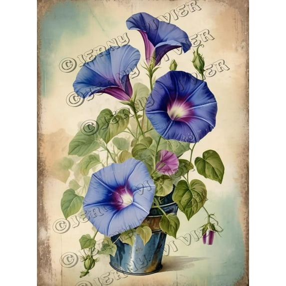 Morning Glory Flower Retro Aluminum Sign 5.5x8 IN Metal Sign Rustic Lavender Flower Farmhouse Wall Hanging Rustic Home Decor Garden Tin Signs for Cafes Club Man Cave Decor