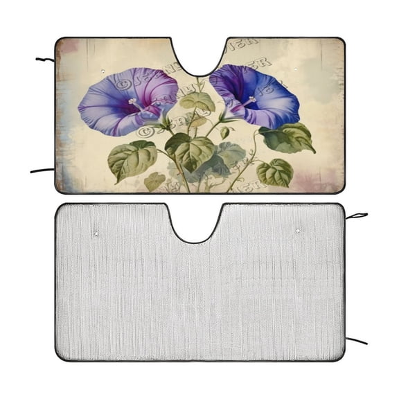 Morning Glory Flower Windshield Sun Shades, Sunshade for Car SUV Truck,Keep The Vehicle Cool,Easy to Use Protect The Vehicle from High Temperature Damage and UV Reflection 51"x28"