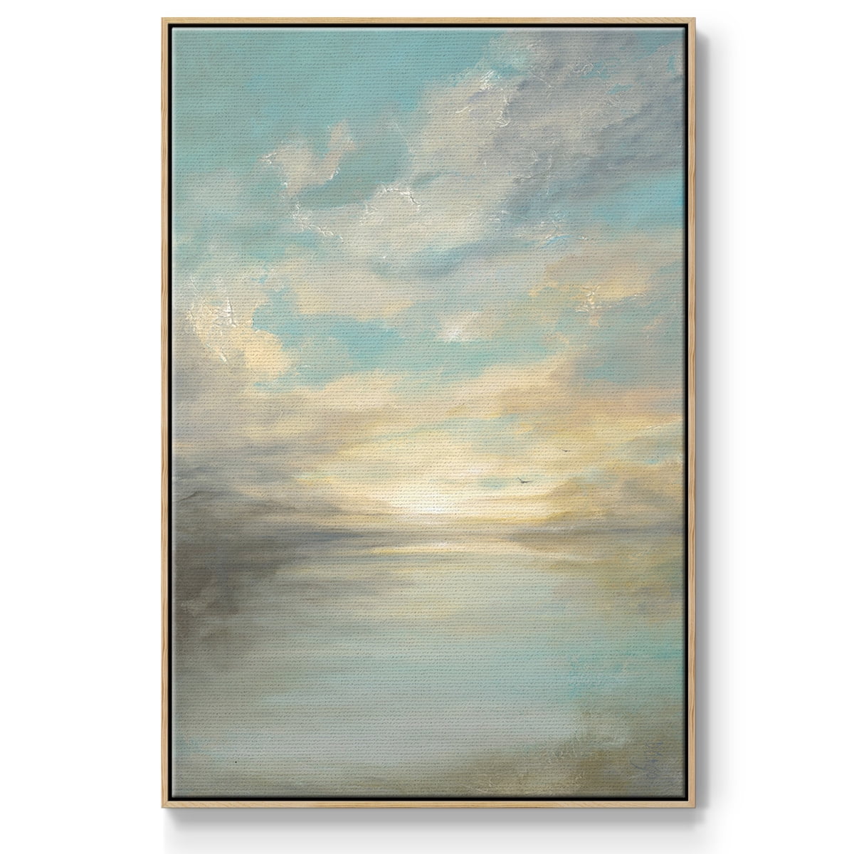 Morning Glory Framed Premium Gallery Wrapped Canvas - Ready to Hang - 17 x 25 - Natural Wood Floating Frame