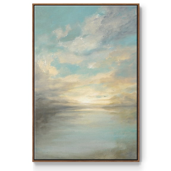 Morning Glory Framed Premium Gallery Wrapped Canvas - Ready to Hang - 17 x 25 - Walnut Floating Frame