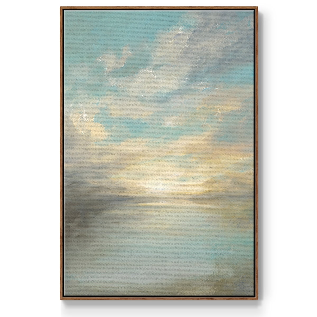 Morning Glory Framed Premium Gallery Wrapped Canvas - Ready to Hang - 27 x 41 - Walnut Floating Frame