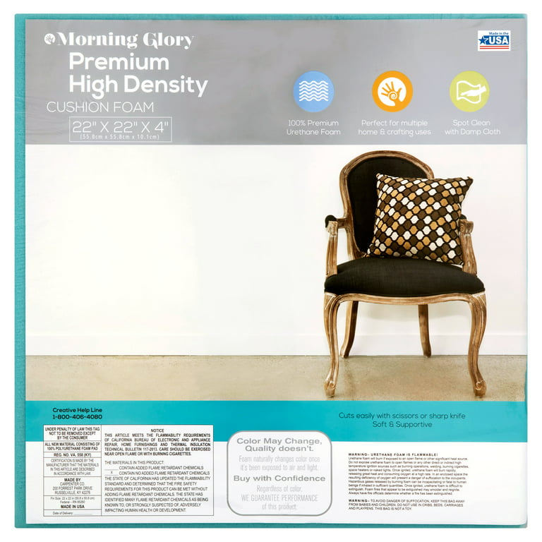 Morning Glory Premium High Density Craft and Cushion Foam, 22 x 22 x 4,  1 Each 