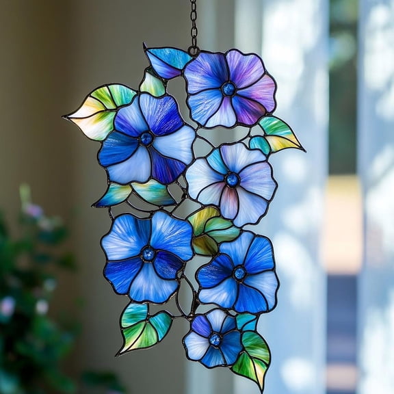 Morning Glory September Birth Month Flower 2D Flat Acrylic Suncatcher, Acrylic Window Decor, Vibrant Light Catcher, Botanical Floral Art, Nature Lover Gift, Home Garden Hanging