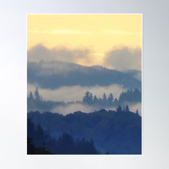 Morning In Foggy Forest Poster Wall Art, Modern Wall Decor, 8x12 UNFRAMED