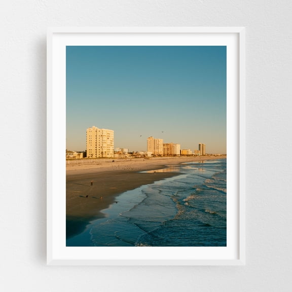 Morning Light at Jacksonville Beach - Jacksonville Beach Florida Photography Beach Coast Seaside Ocean Cityscape Waves Sunset White Framed Wall Art Print 8 x 10 inches