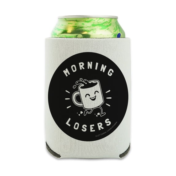 Morning Losers Coffee Cup Funny Humor Can Cooler - Drink Sleeve Hugger Collapsible Insulator - Beverage Insulated Holder