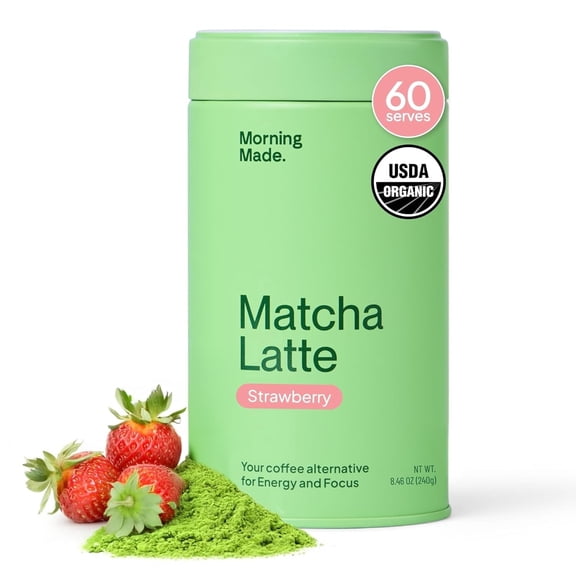 Morning Made Strawberry Flavored Ceremonial Grade Matcha Powder, 10.6oz (300g) Resealable Tin