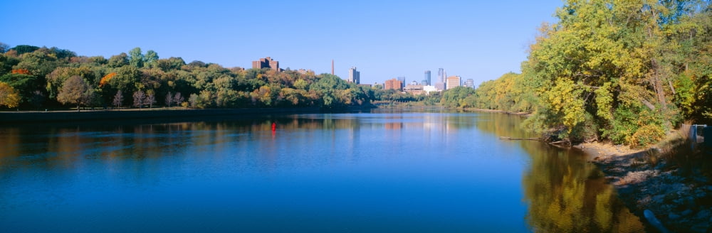 Morning Minneapolis Minnesota Canvas Art - Panoramic Images (36 x 12)