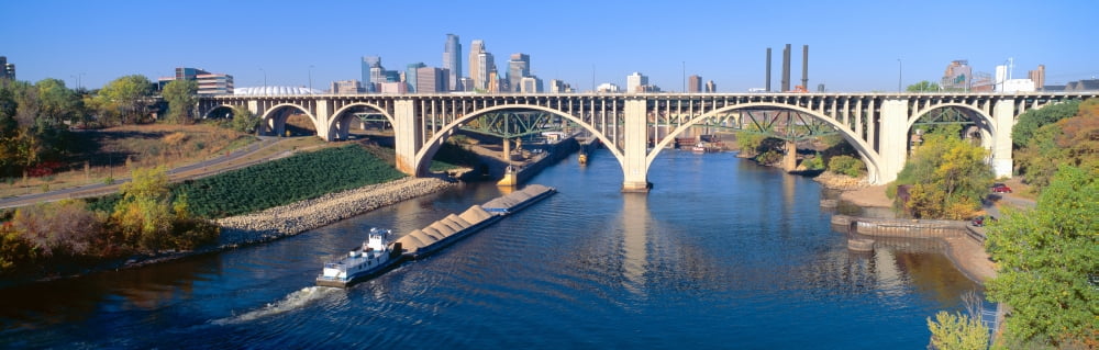 Morning Minneapolis Minnesota Canvas Art - Panoramic Images (36 x 12)