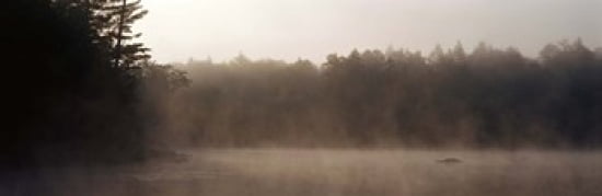 Morning Mist Adirondack State Park Old Forge NY USA Canvas Art - Panoramic Images (36 x 12)