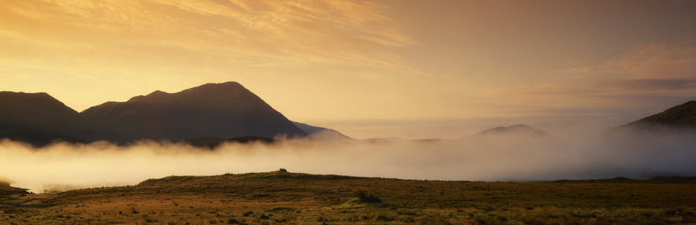 Morning Mist Connemara Co Galway Ireland Canvas Art - The Irish Image Collection Design Pics (44 x 14)