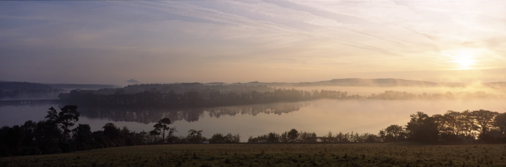 Morning Mist Over Vartry Lake County Wicklow Ireland Canvas Art - The Irish Image Collection Design Pics (37 x 12)