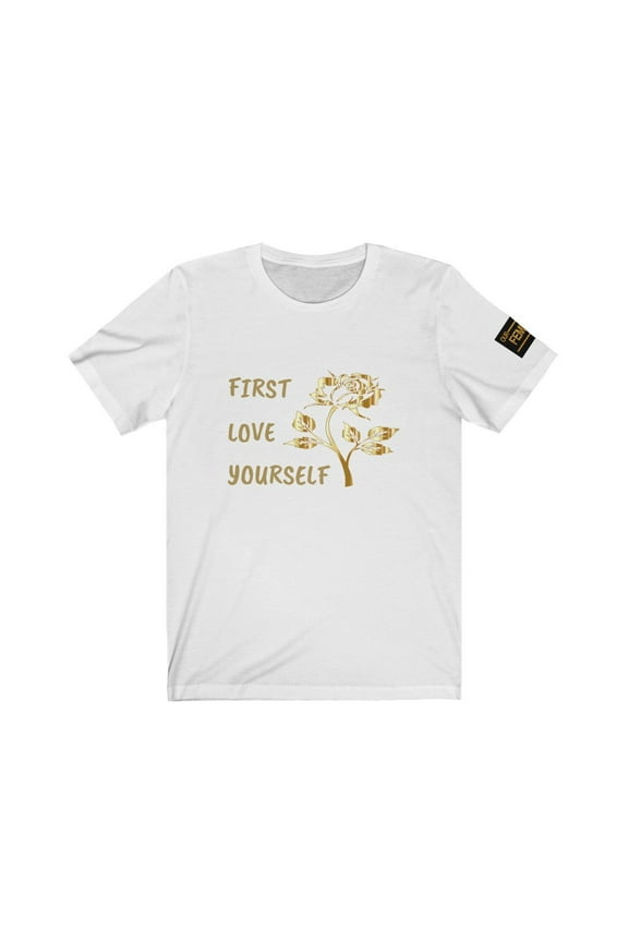 Womens' Crew Neck Short Sleeve Gold Rose Tee - White