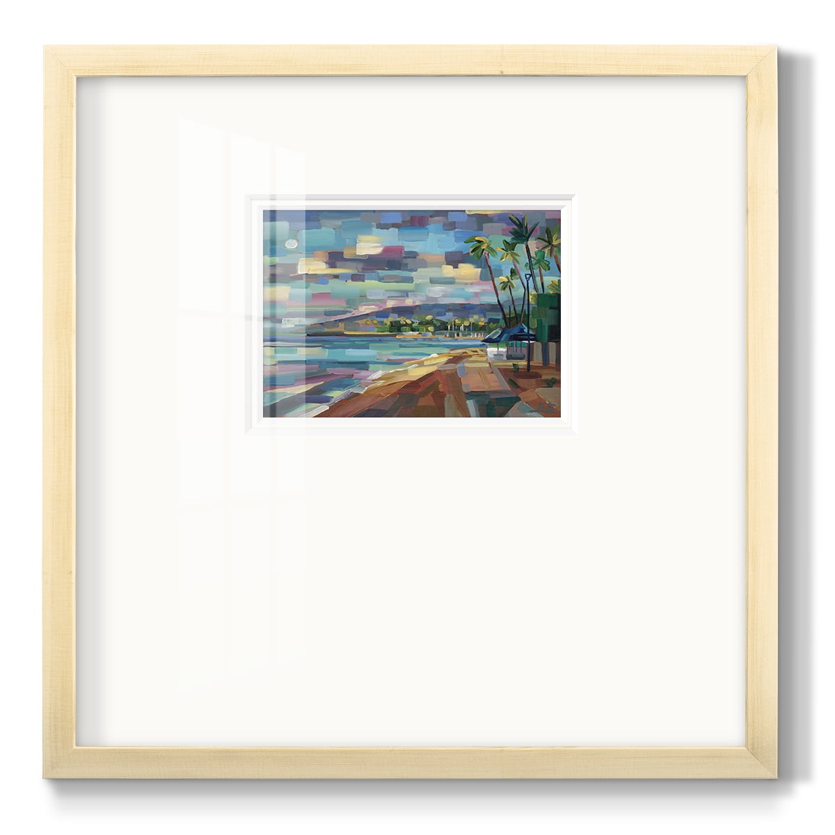 Morning Moon Over Waikiki-Premium Framed Print