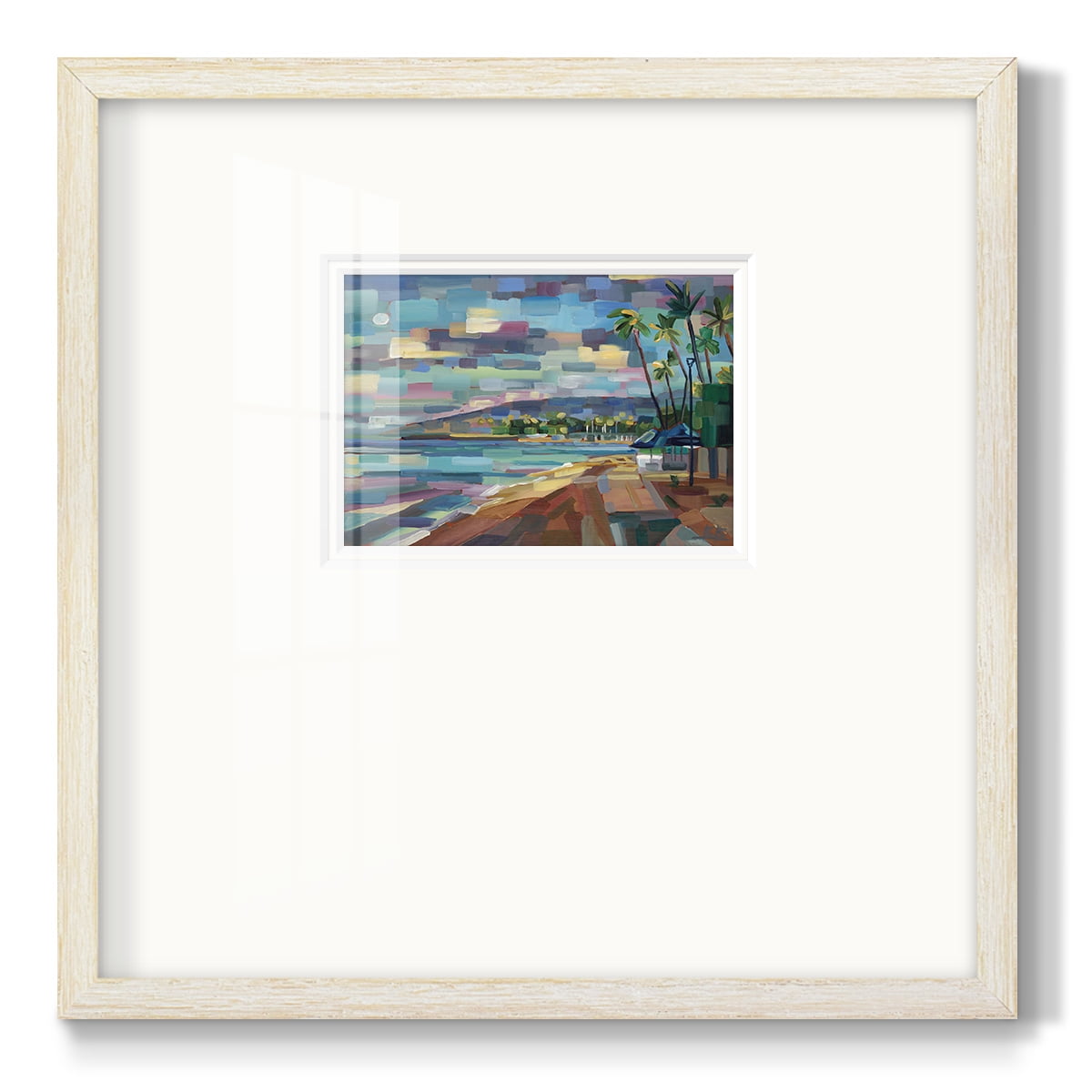 Morning Moon Over WaikikiPremium Framed Print