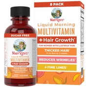 MaryRuths Liquid Morning Multivitamin + Hair Growth with Lustriva for Thicker Hair, Reduced Wrinkles, Adults Ages 18+ 8-pack Travel Pack, 1 fl oz