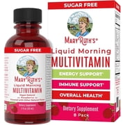 MaryRuths Liquid Morning Multivitamin Raspberry Adults and Kids, General Health and Wellness, Immune Support, Overall Health, Vegan, 8-Pack 1 oz