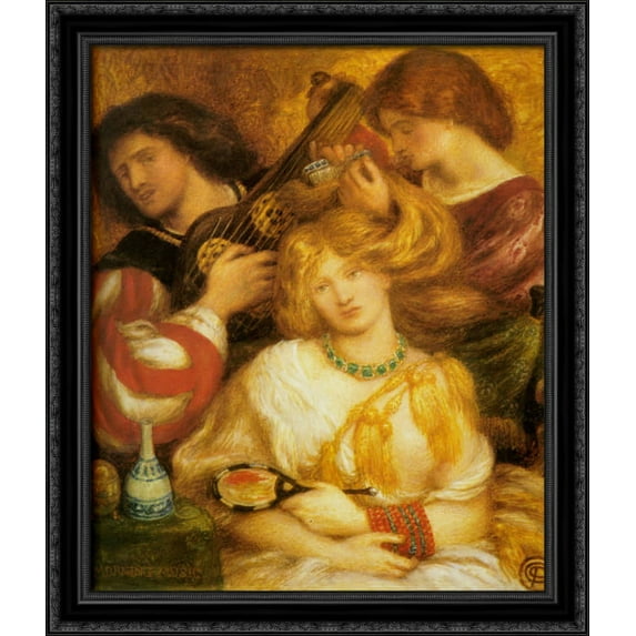 Morning Music 28x32 Large Black Ornate Wood Framed Canvas Art by Dante Gabriel Rossetti