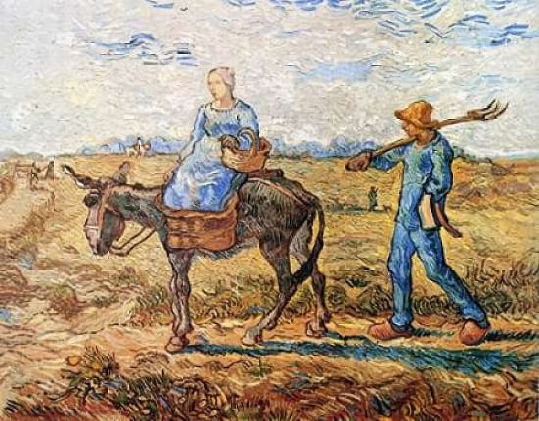 Morning Peasant Couple To Work Canvas Art - Vincent Van Gogh (22 x 28)