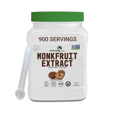 Morning Pep 100% Pure Monk Fruit extract sweetener,Monkfruit Extract Powder, NON-GMO Project Verified, Keto Certified, OU kosher, No Fillers Zero Calories 10 oz