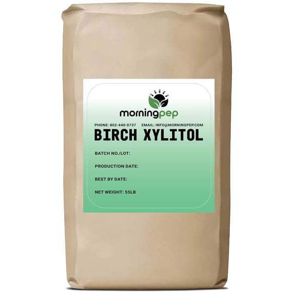 Morning Pep Pure Birch Xylitol (Keto Diet Friendly) Sweetener with no Aftertaste Bulk Size 55 LBs (Not from Corn) Non GMO Kosher Gluten Free Product of USA. 880 Ounce (BULK BAG)