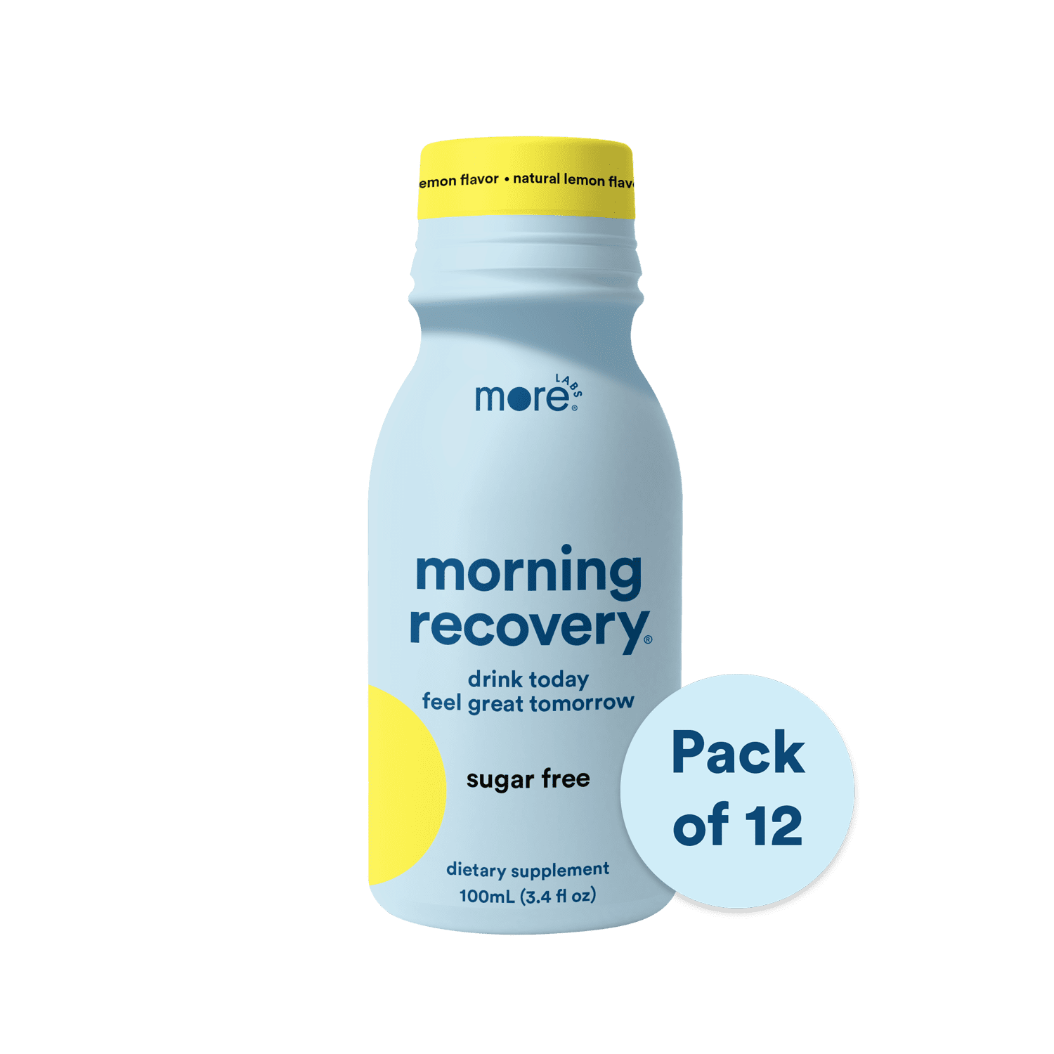 More Labs Morning Recovery Electrolyte Drink, Milk Thistle, Sugar-Free Lemon, 12 Pack