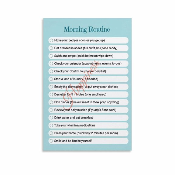Morning Routine Daily Cleaning Schedule Checklist Poster Canvas Painting Wall Art