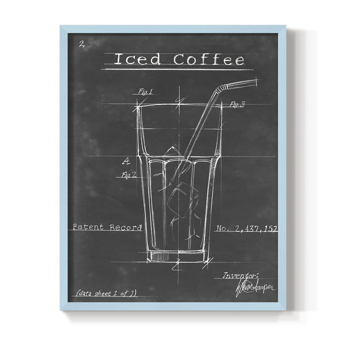 Morning Routine IV Framed Print in Blue Solid Wood Framed Print No Nail Hanging