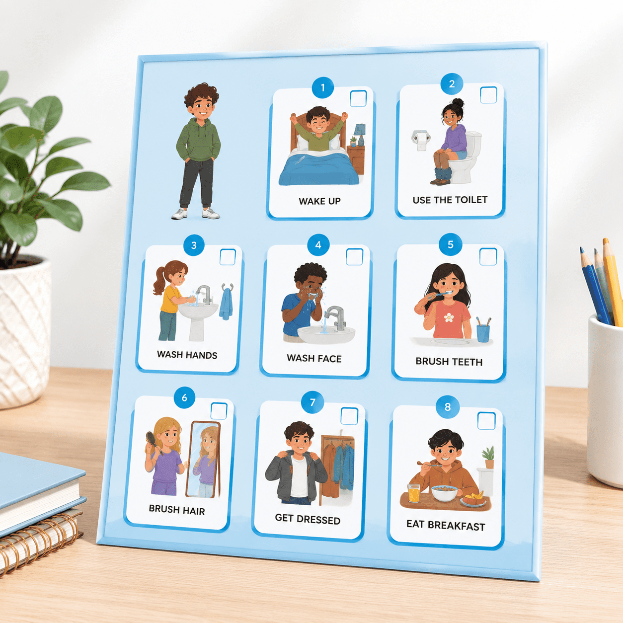 Morning Routine Step-by-Step Visual Schedule Laminated Poster 9x12 ...