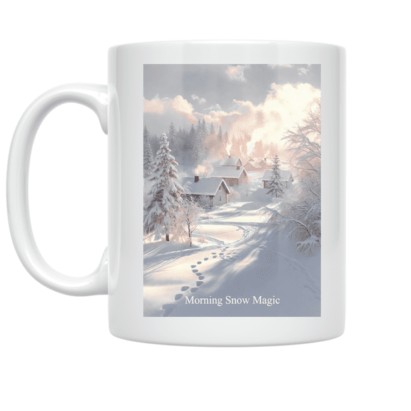 Morning Snow Magic Winter Scene - Christmas Enthusiast - 11 oz Ceramic Coffee Mug