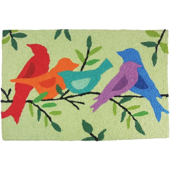 Jellybean 20 in. W X 30 in. L Multicolored Morning Song Birds Polyester Accent Rug