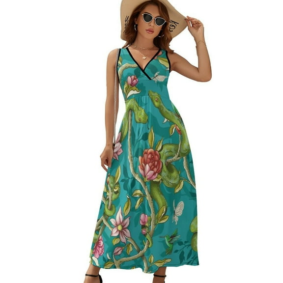 Morning Song - Turquoise Sleeveless Dress Dresses Women Summer Evening Dresses Ladies Bohemia Long Dresses