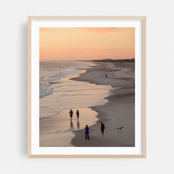 Morning at St. Augustine Beach 01 - St. Augustine Beach Florida Photography Beach Sunset Ocean Coastal Seaside Scenic Dog Oak Framed Wall Art Print 6 x 8 inches