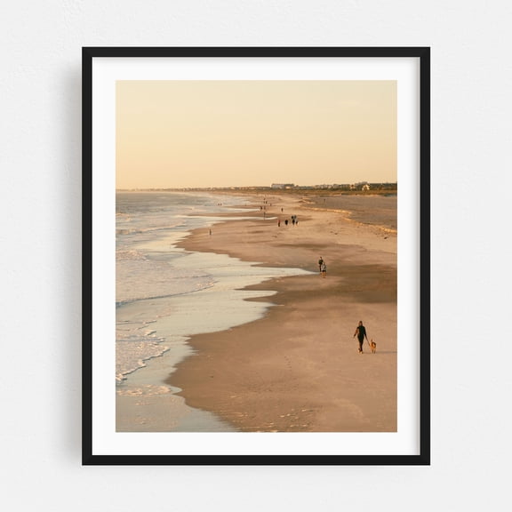 Morning at St. Augustine Beach 02 - St. Augustine Beach Florida Photography Beach Coastal Sunset Seaside Ocean Nature Dog Black Framed Wall Art Print 8 x 10 inches