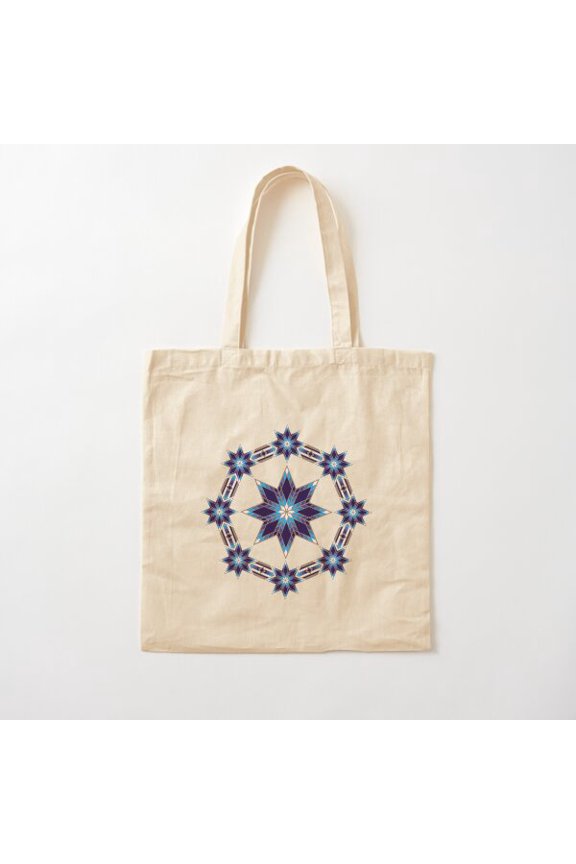 Morning Star Circle (Blue) Canvas Tote Bags, Reusable Shopping Bag