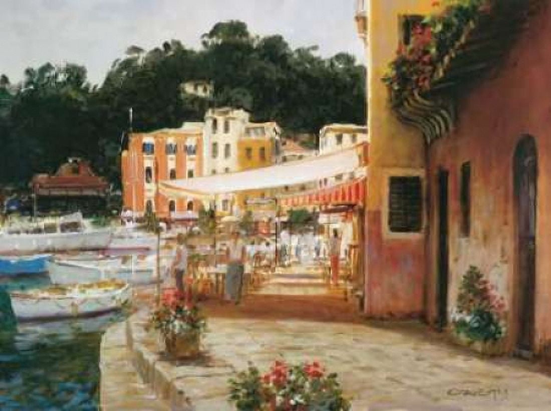 Morning Stroll - Portofino Canvas Art - George Bates (18 x 24)