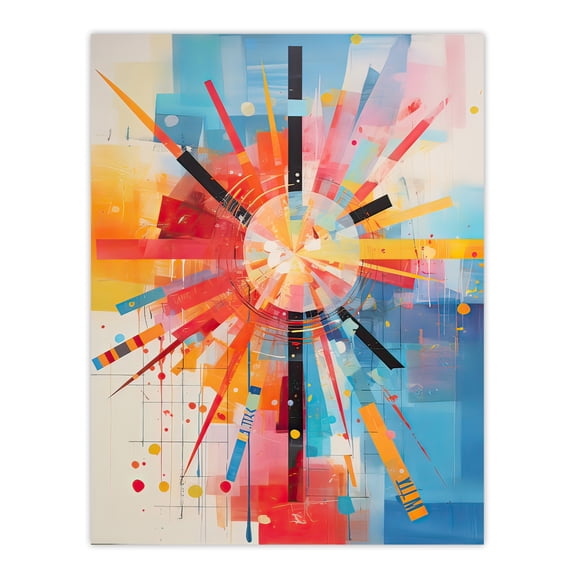 Morning Sun Colourful Abstract Geometric Extra Large XL Wall Art Poster Print