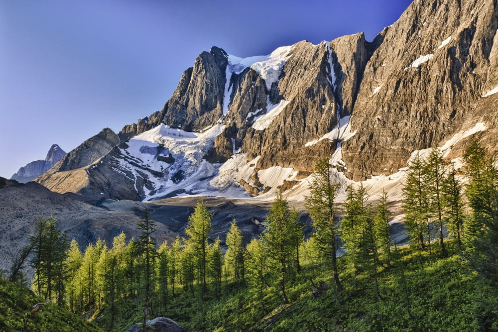 The Morning Sun Over The Rockwall Cliff And Tumbling Glacier In Kootenay National Park British Columbia Canada Canvas Art - Ron Watts Design Pics (36 x 24)