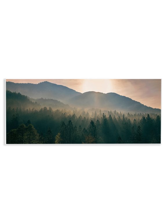 Industries Farmhouse Morning Sun over Misty Trees Wall Plaque Art, 17 x 7, by Dora Artemiadi