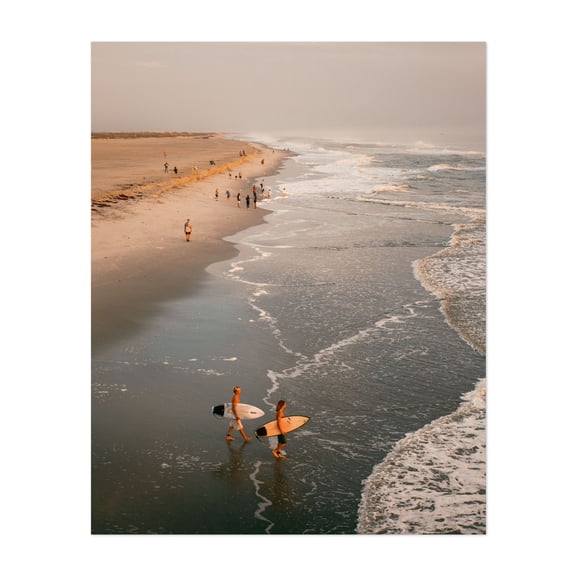 Morning Surfers, St. Augustine Beach - St. Augustine Beach Florida Photography Beach Surf Ocean Coast Waves Seaside Surfboard Unframed Wall Art Print 24 x 32 inches