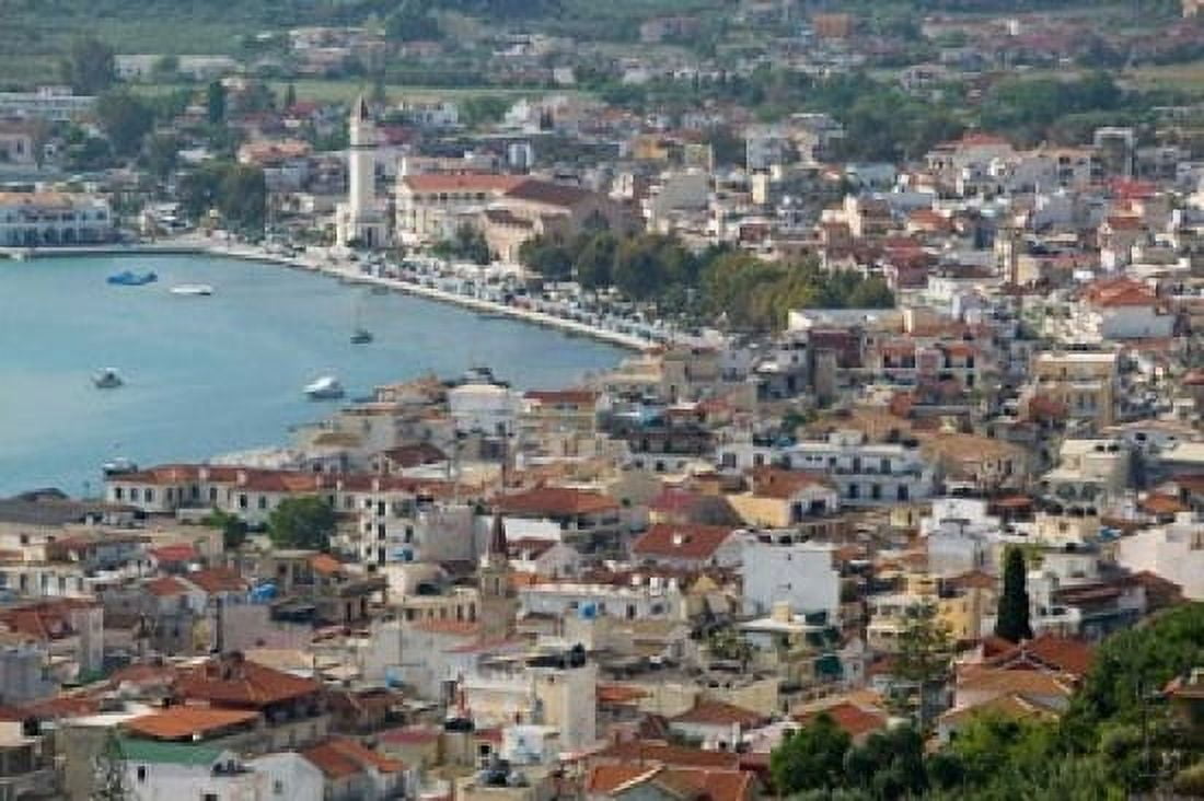 Morning Town View from Venetian Kastro Castle Zakynthos Ionian Islands Greece Canvas Art - Walter Bibikow DanitaDelimont (36 x 24)