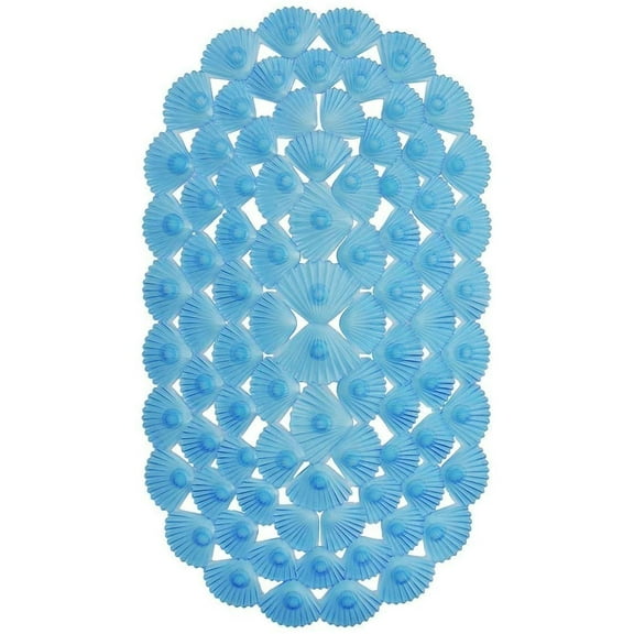 Morning View Bath Shower Tub Mat, 27x15, Washable, BPA, Latex, Phthalate Free, Bathtub Mats with Suction Cups, XL Size Bathroom Mats with Shell Pattens, Blue