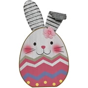 Morning View Easter Bunny Egg Tabletop Decor Wood Easter Egg Rabbit Sign for Spring Easter Decoration Pink