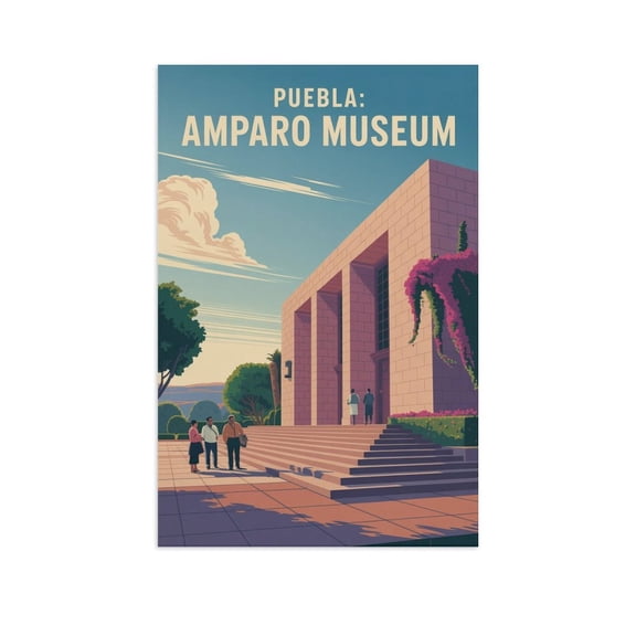 Morning View Wall Art Amparo Museum Puebla Mexico Vintage Travel Poster Contemporary Architecture Print Poster