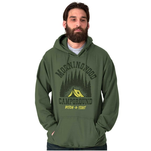 Morning Wood Campground Pitch A Tent Men's Big & Tall Graphic Hoodie Brisco Brands 2X