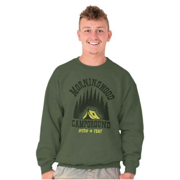 Morning Wood Campground Pitch A Tent Men's Crewneck Sweatshirt Brisco Brands L